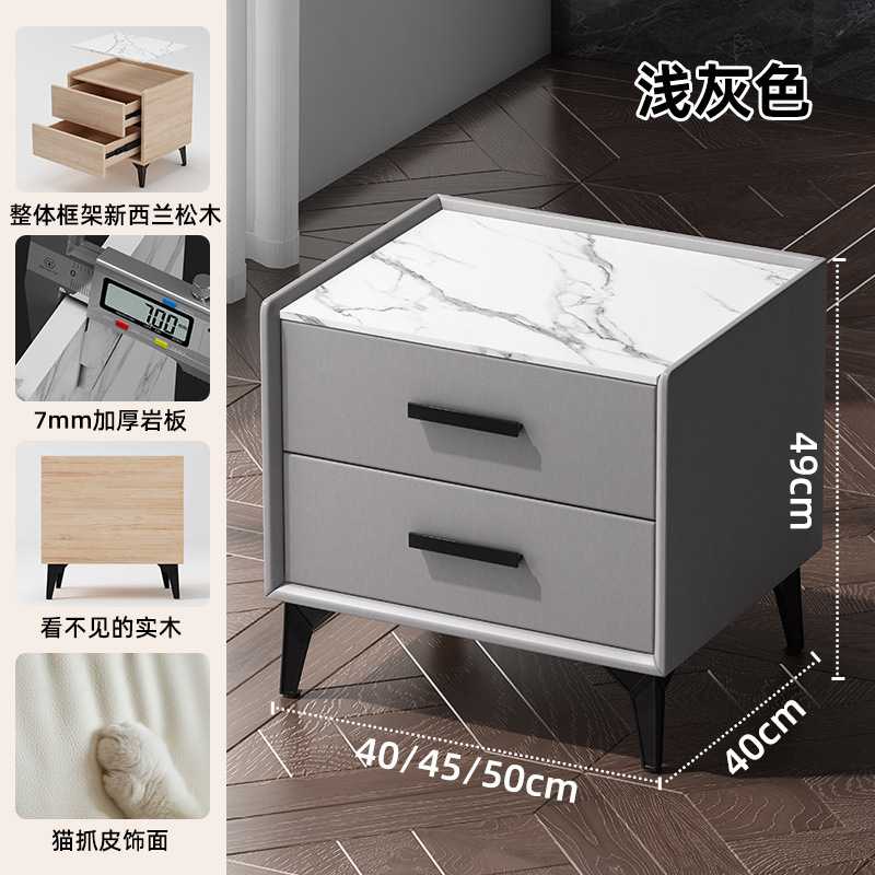 Mesa de cabezal de cama de madera sólida de corteza de roca simple gabinete de lado de la cama moderno pequeño gabinete de lujo pequeño almacenamiento dormitorio doméstico