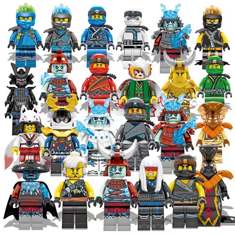 Набор минифигур Construction (LEGO) — 56 золотых и тематических минифигур с мотоциклом и 7-слойной витриной