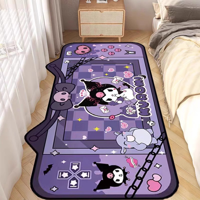 Cartoon cute children's room carpet Kuromi crystal gold diamond velvet floor mat non-slip bedside blanket carpet machine washable