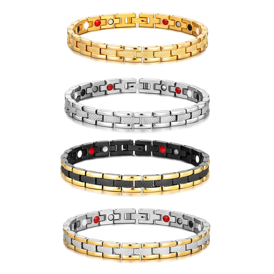 New Bracelet Fashion Titanium Steel Energy Magnet Women's Bracelet Stainless Steel Negative Ion Magnet Bracelet Wholesale