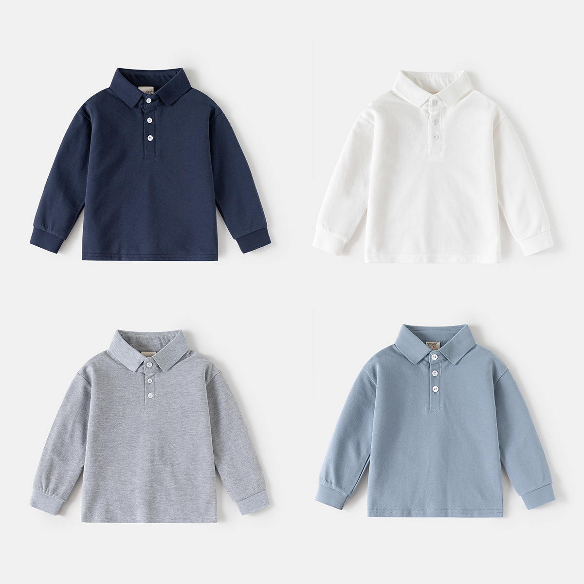 Children's Long-Sleeved T-Shirt 2026 Autum Korean Style New Boys' Polo Shirt Baby Boy Solid Color Top Kidsren's Clothing Wholesale