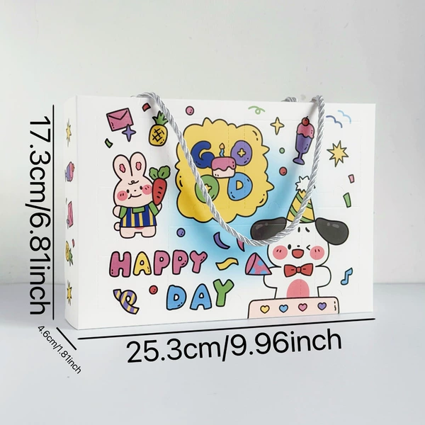 Eight square trumpet-white puppy and rabbit