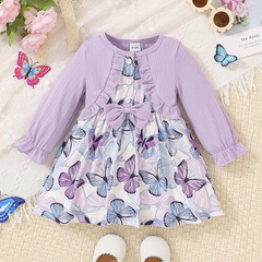 春秋新款歐美童裝寶寶女童長袖連衣裙兒童裙子連衣裙