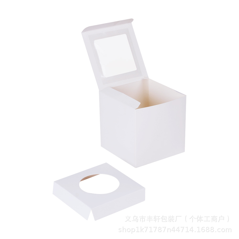 Fábrica personalizada caja de cartón de pastel de cumpleaños plegable blanco cubierta ventana caja de embalaje de pastel de comercio exterior caja de pastel