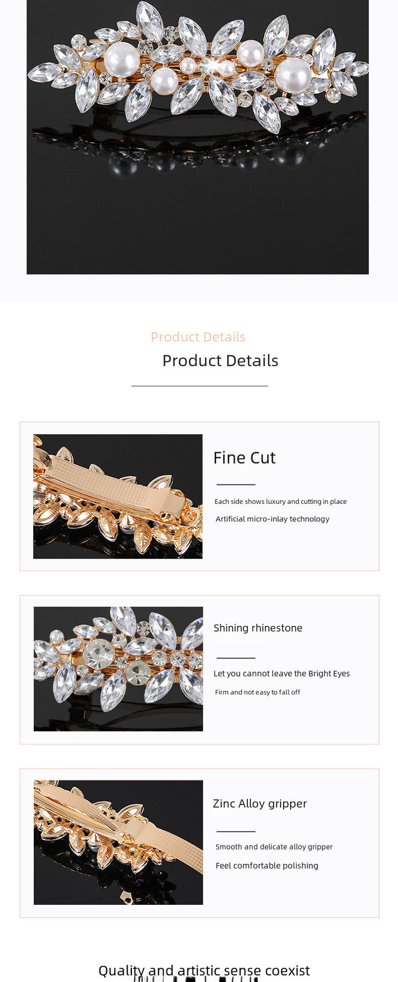 Cross-border new elegant temperament spring clip alloy hairpin rhinestone Korean version of the back of the head ponytail clip headdress wholesale_voghion.com