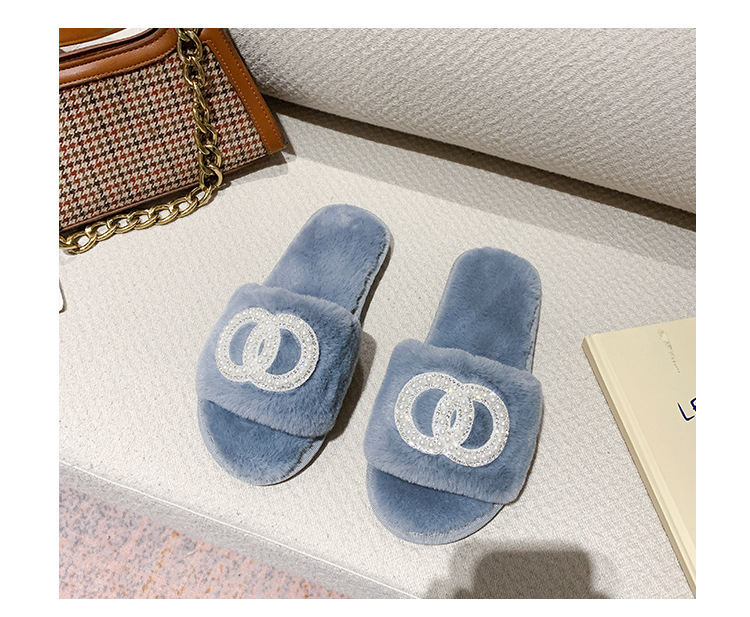 Fellhausschuhe im Feenstil für Damen zum Tragen von Oberbekleidung, neu, für den Innenbereich, weiche Sohle, bequem, einzeilig, offene Zehenpartie, Baumwolle_voghion.com