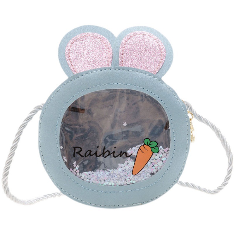 韩版2020夏季新款儿童包包可爱兔耳朵单肩包时尚亮片胡萝卜斜跨包