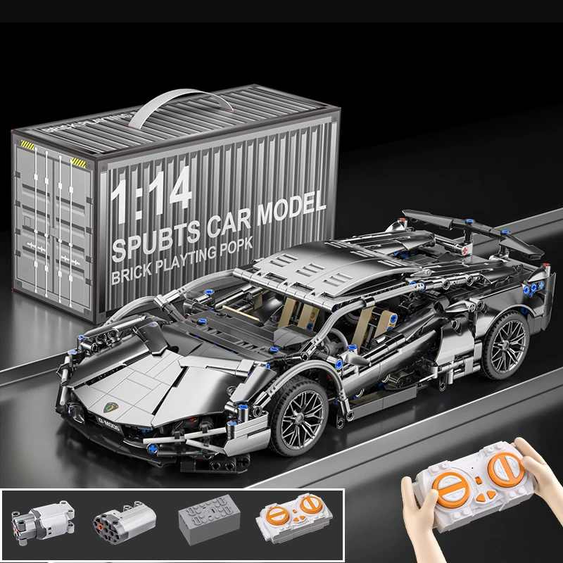 Конструктор гоночная модель автомобиля, статическая и динамическая версии, свет и коробка, подарочная
