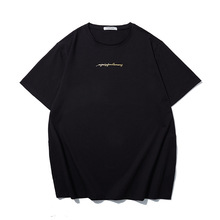 简版大码印花T恤 夏季宽松大码加肥 个性烫金胖子T恤打底衫T6178