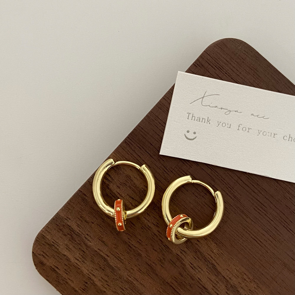Plating Design Simple Style Round Copper Plating Gold Plated Earrings Necklace
