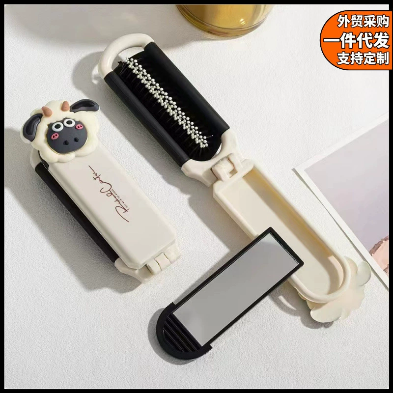 Молочный белый гребень портативный складной гребень подушки безопасности гребень молочный белый массаж волос зеркало для ухода за волосами