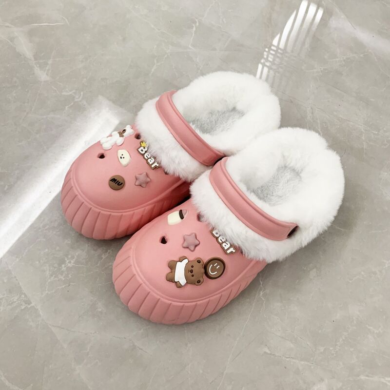 Cute creative hole shoes girls' winter hole shoes women's cotton slippers women's cotton garden shoes