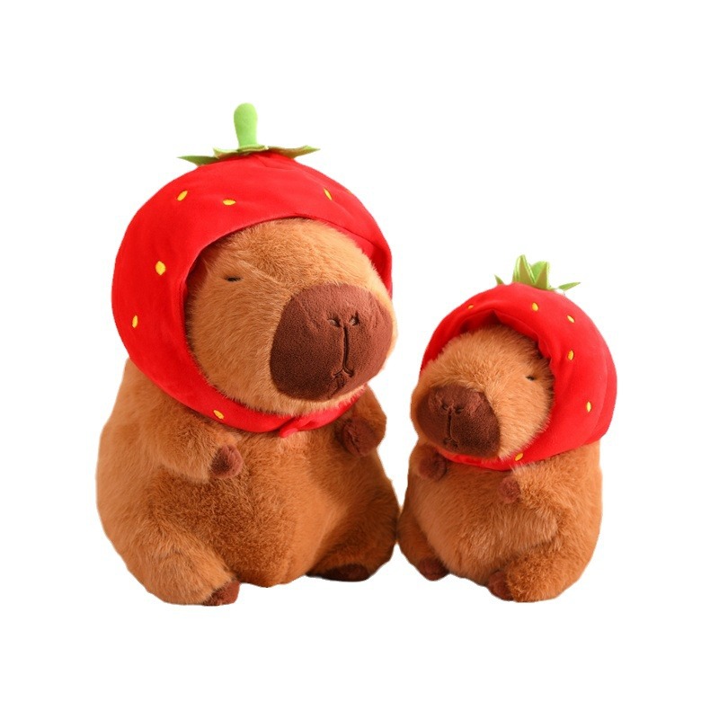 Capabala doll strawberry capybara doll capabala pendant capybara snap ring ugly cute doll bag ornaments