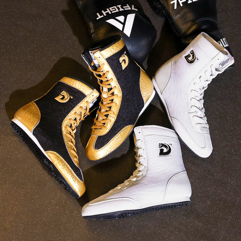 Children's Boxing Shoes Male and Female Professional Fighting Sanda Training Shoes Indoor Fitness Wrestling Shoes Mesh Face Children's Boxing Shoes