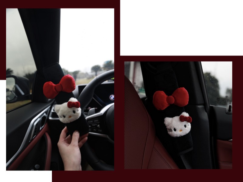 Original handmade cute kt bow car seat belt shoulder pad anti-friction decoration car good things new car gift