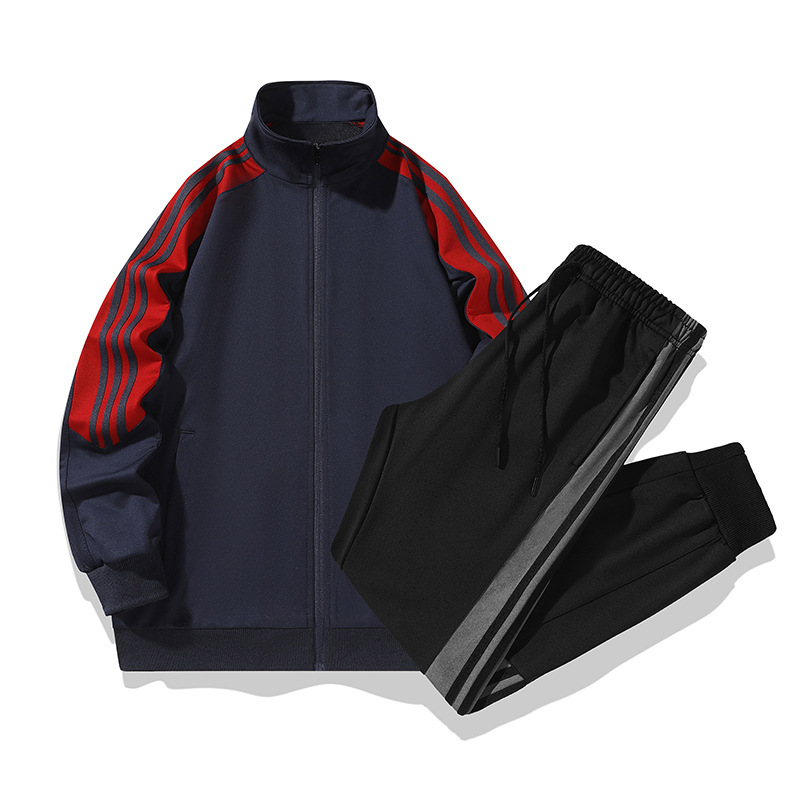 Spring New Imitation Cotton Two-Piece Set Three-Stripe Sweatshirt Sweatpants Spring Sports Outdoor Long-Sleeved Pants Cardigan Zipper