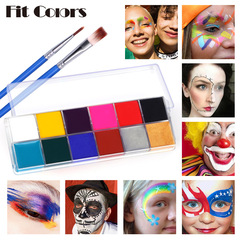 Fit Colors 12-Color Face Palette Water-Soluble Human Body Painting Paint Halloween Costume Party Makeup Palette