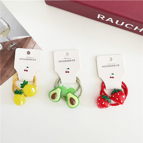 2 pieces of 1 card, Korean version of children's translucent fruit hair ties, new style that does not hurt hair, baby girl's hair, rubber band, headband