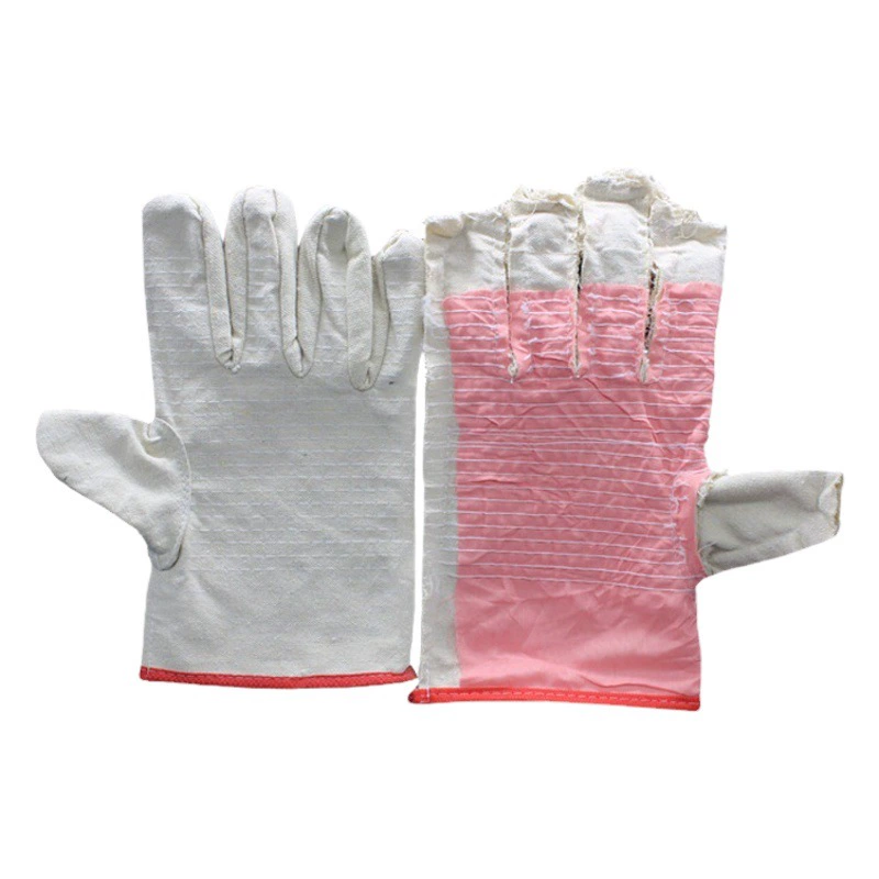24-Lane парусиновые перчатки, белые броня, Длинные двухслойные перчатки для электросварки, износостойкие утолщенные хлопковые сварочные перчатки для защиты труда