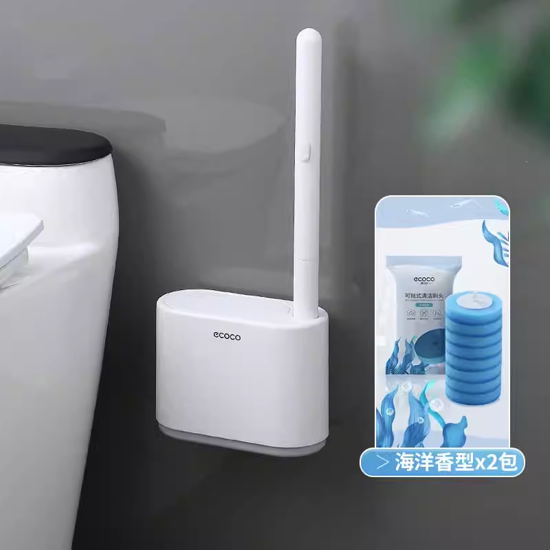Nordic gray upgrade [Wall -mounted toilet brush+16 marine flavor brush head]