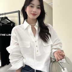 THE LIMON柠檬绿茶2025秋季韩标设计感系带收腰长袖衬衫减龄衬衣