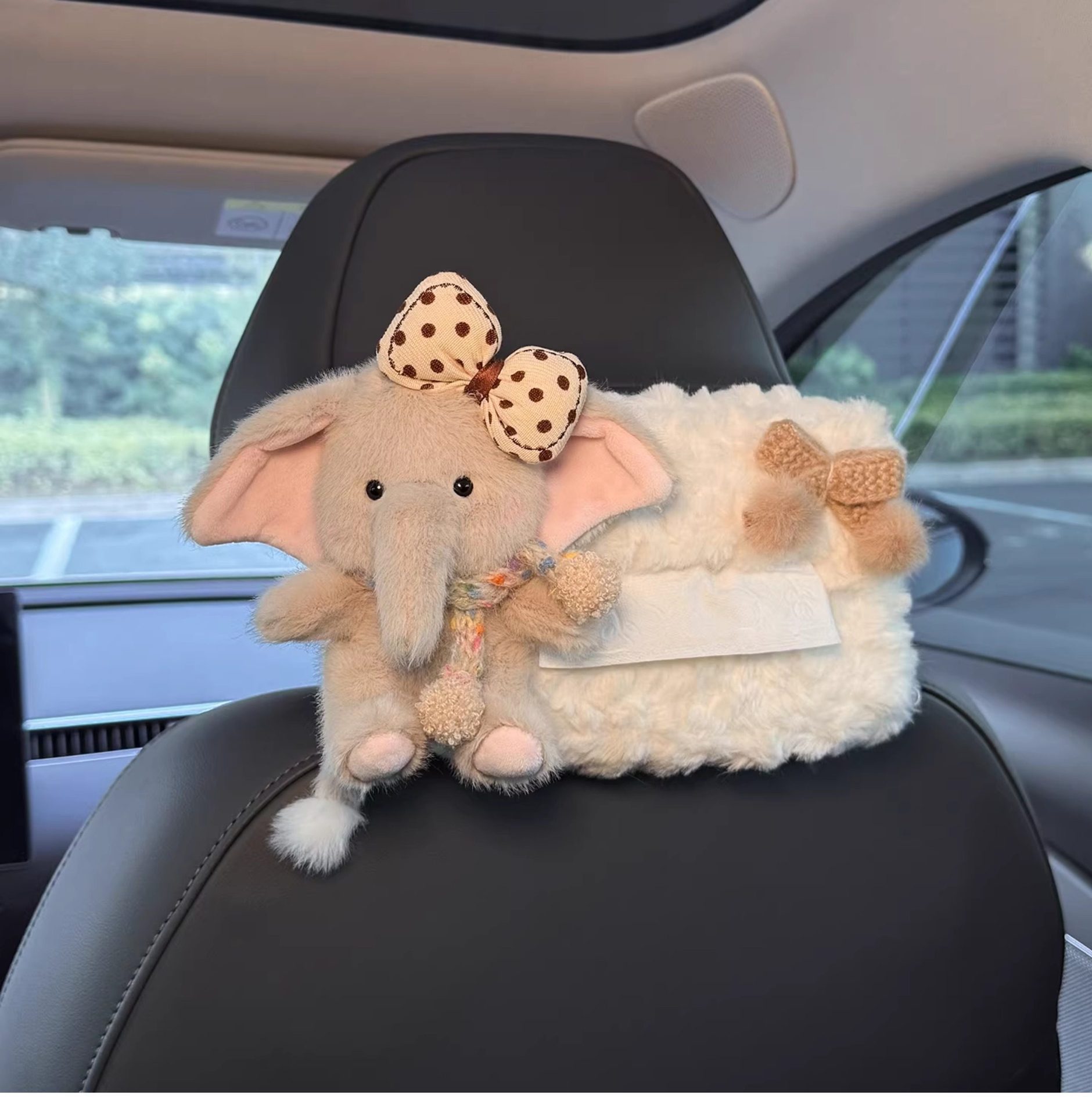 Cute Elephant Car Tissue Box 2026 New Model Rear Seat Headrest Hanging Style with a High-end Feel for Women