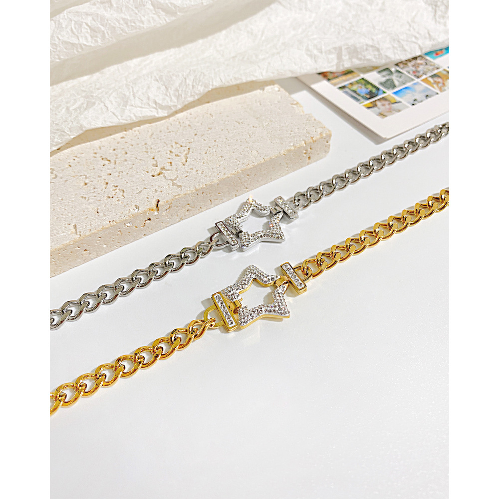 Fashion Star Stainless Steel Inlay Zircon Bracelets 1 Piece