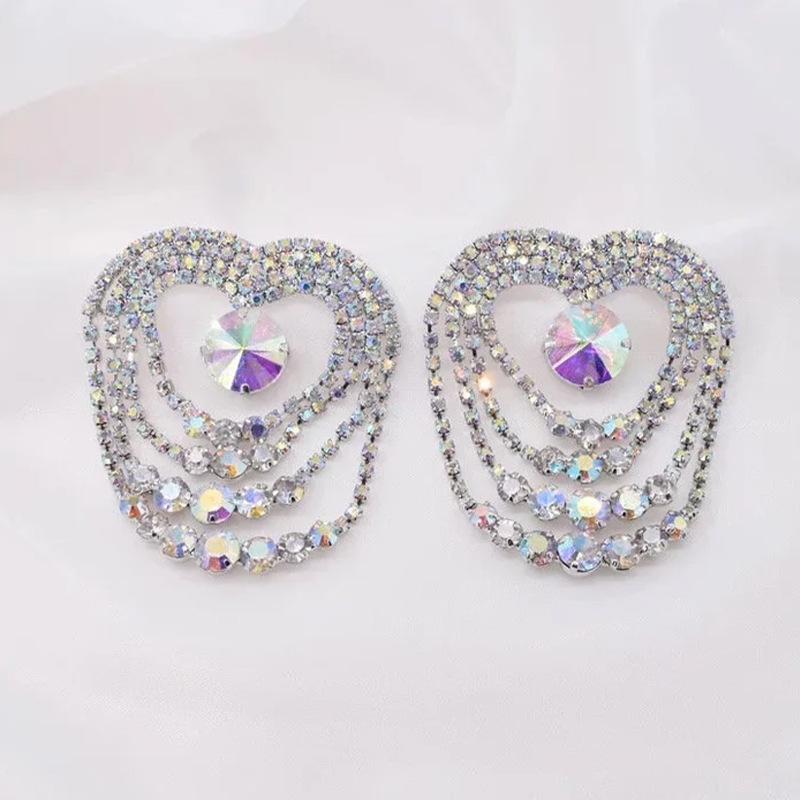 Exaggerated Round Copper Plating Inlay Rhinestones Drop Earrings 1 Pair