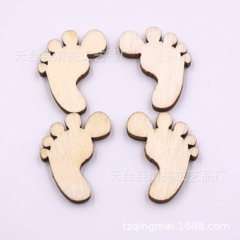 17*21mm ventas directas de fábrica/botones de madera para niños/botones de pies pequeños 50/100/200 por paquete