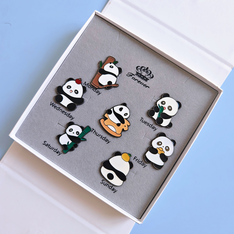 [해피 팬더 브로치 7개 선물 상자] + 선물 가방