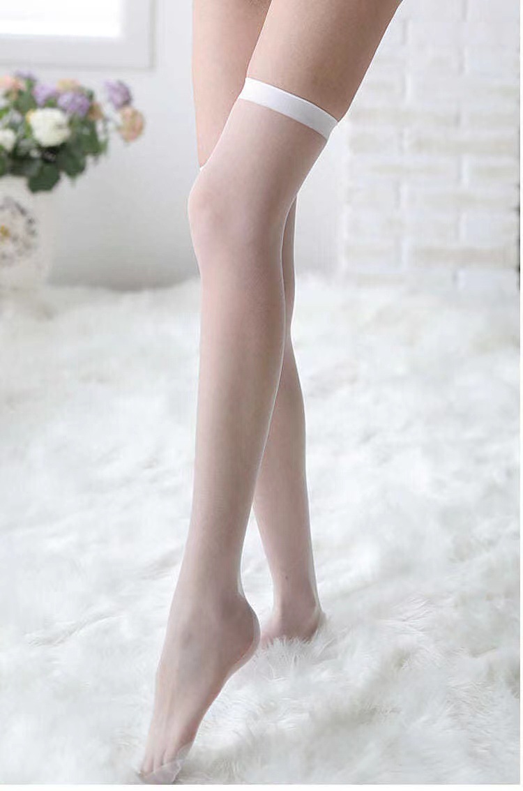Sheer Black Lace Stockings, 5D Ultra-thin Polyester, Mid-calf Length, One Size — detail image 4