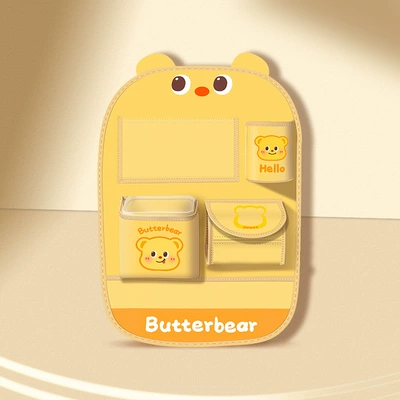 Bag Multi-function Car Seat Back: Car storage bag/box - yellow-bear-na-anti-kick-pad-long-style-free-waterproof-inner-bucket