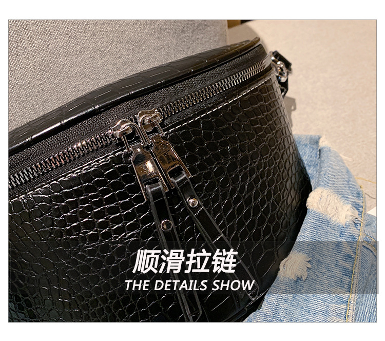 Fashion Solid Color Soft Leather Chest Bag Strap Crocodile Pattern Crossbody Bags display picture 34