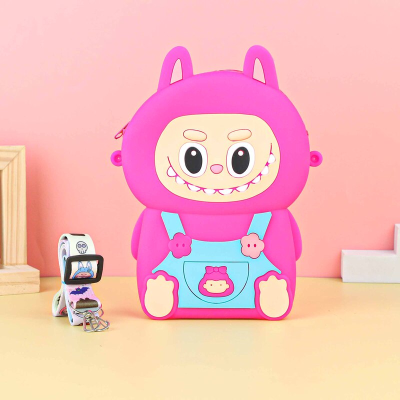 Labubu シリコーン携帯電話バッグ漫画かわいい誕生日ギフト弓シリコーン小銭入れハイエンドクロスボディバッグ|undefined
