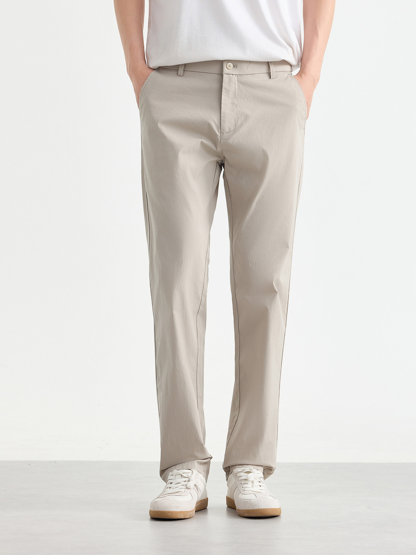 Quần dài nam ống thẳng nhỏ công sở chất liệu cotton pha linen kiểu mới — đen