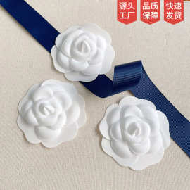 【现货供应】 法式双C白色小香山茶花定型仿真花礼盒包装饰品DIY