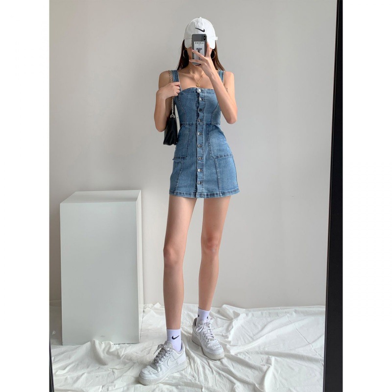 Denim Sling Dress Image 3