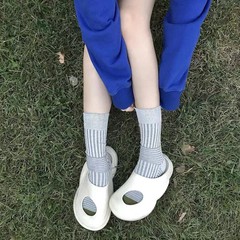 雙針立體線條交叉設計款拼色扭扭襪復古日系潮牌女襪