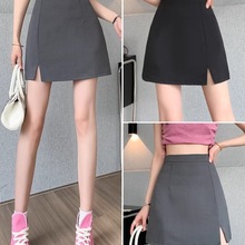 黑色半身裙女春秋新款高腰显瘦a字裙包臀开叉裙裤西装裙a字短裙