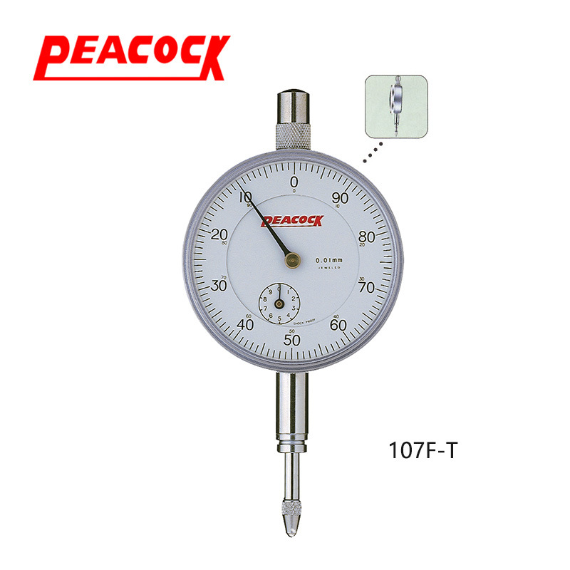 PEACOCK孔雀0.01mm指针式百分表针盘式量表107F-T