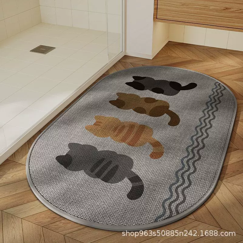 惠途浴室编织地垫吸水耐脏防滑客厅卧室仿亚麻编织印花垫椭圆方型
