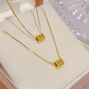 18K Gold Small Waist Pendant Au750 Color Gold Lucky Transfer Classic Necklace Daily Work Clothing Essential Water Shell Gold