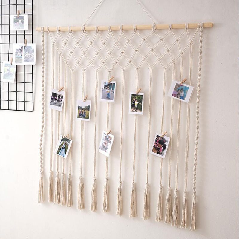 Nordischer INS-Wandteppich aus gewebter Baumwolle, handgefertigt, ideal als Kopfteil oder Wanddekoration für Schlafzimmer oder Gästezimmer._voghion.com