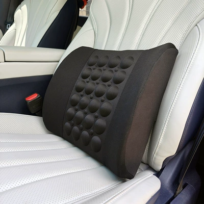 Leather Waist Cushion Backrest Pad, Waist support - birds-eye-cloth-black-without-electric