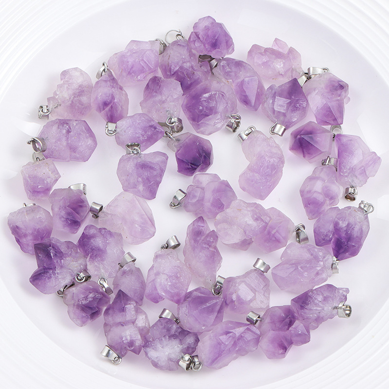 Cross-border natural piedra cruda amatista colgante colgante irregular DIY accesorios colgante amatista natural