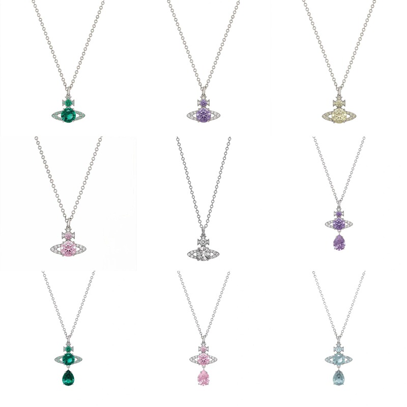 High Version of the Queen Mother Ismene Series Mermaid Tears Full Diamond Planet Pendant Clavicle Chain for Women