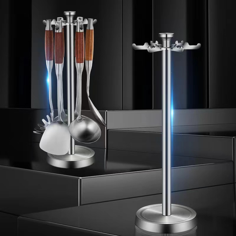 304 Stainless Steel Spatula Rotating Storage Rack Household Kitchen Utensil Rack Shovel Spoon Multi-functional Storage Rack