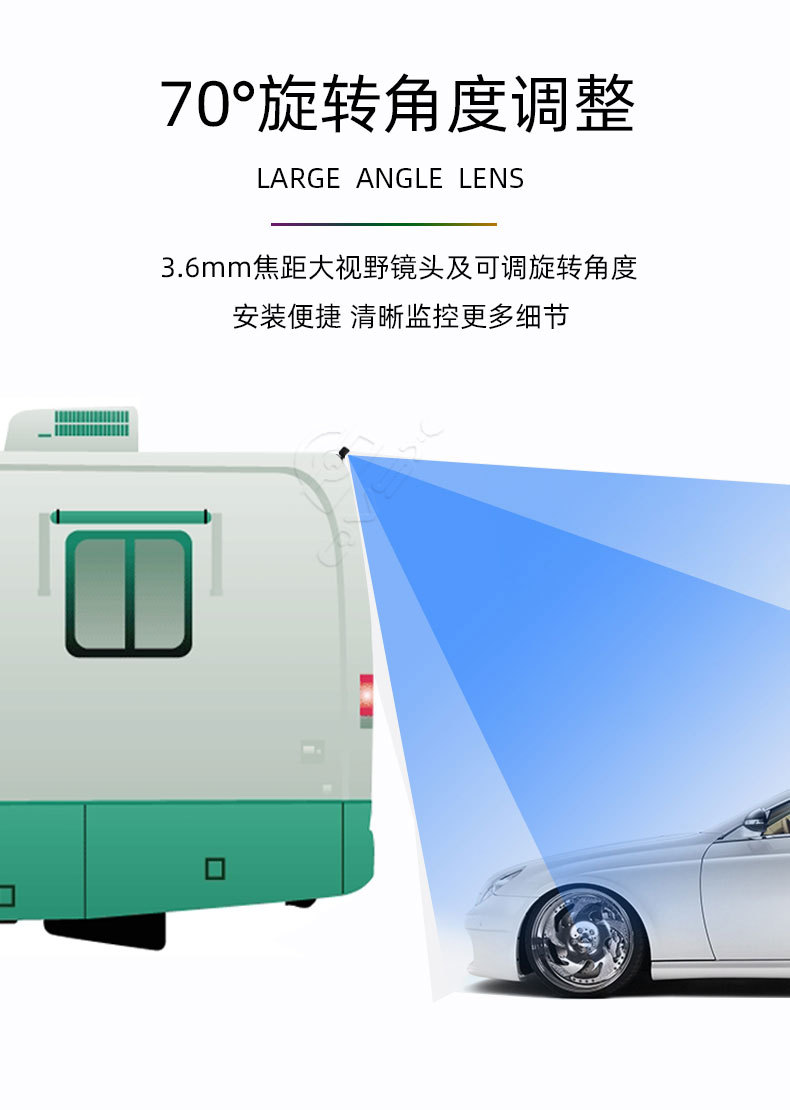 Passenger Car and Truck Simulated Rear View Camera Ipc Bus 1080P Infrared Night Vision Reversing Metal Vehicle Camera