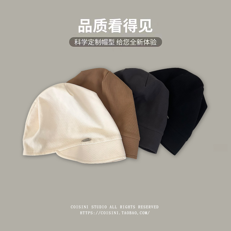 慵懶風鴨舌堆堆帽子女秋冬高級感大頭圍包頭帽網紅顯臉小套頭冷帽