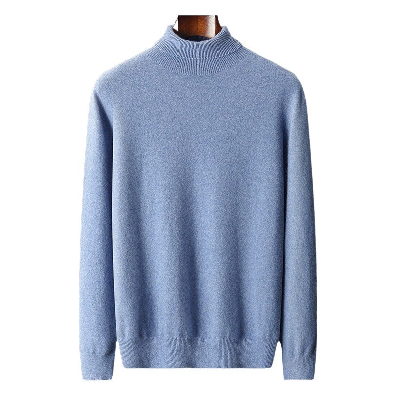 Новый осенне-зимний мужской кашемировый свитер с высоким воротником, легкий люкс, однотонный, утолщенный, свободный, повседневный, универсальный вязаный шерстяной базовый топ.
